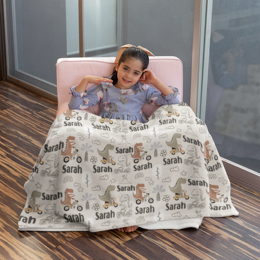 Personalized Gift | Custom Name Blanket For Kids | Dinosaur BL-06