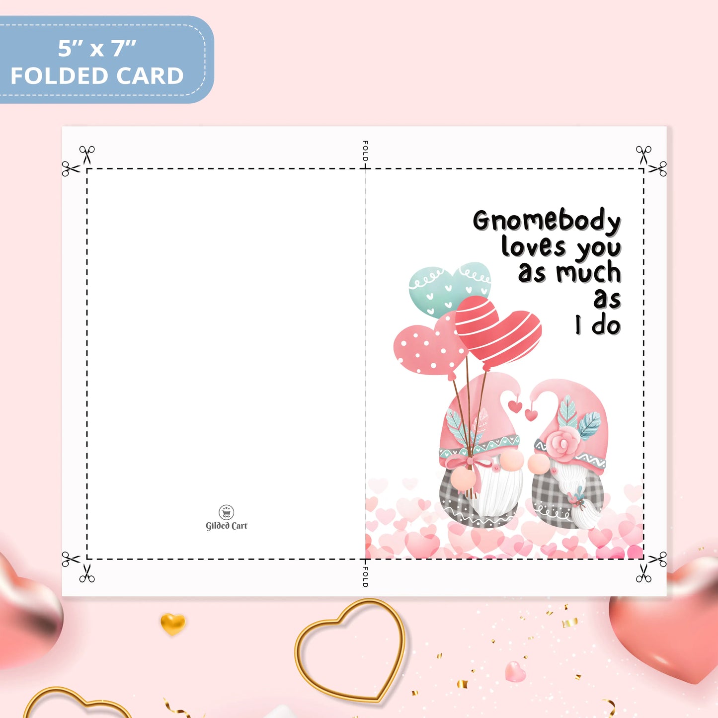 Valentines Card Printable Digital Download | Gnomebody Loves You As Much As I Do 41
