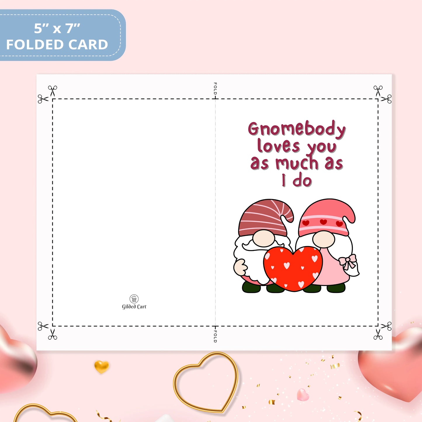 Valentines Card Printable Digital Download | Gnomebody Loves You As Much As I Do 40