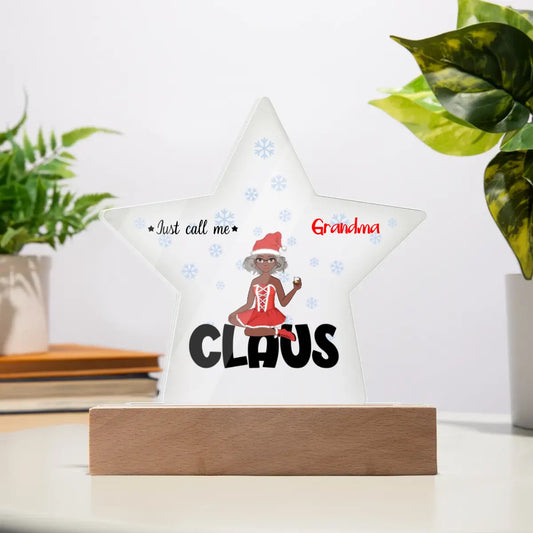 Personalized Gift | Custom Acrylic Star Plaque | Santa Claus Mom Grandma Aunt
