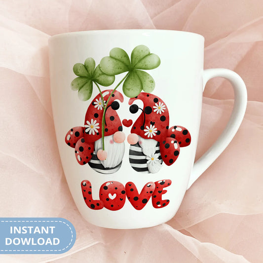 Valentines Printable Digital Download  | Lady Bug Gnome Clipart PNG 46