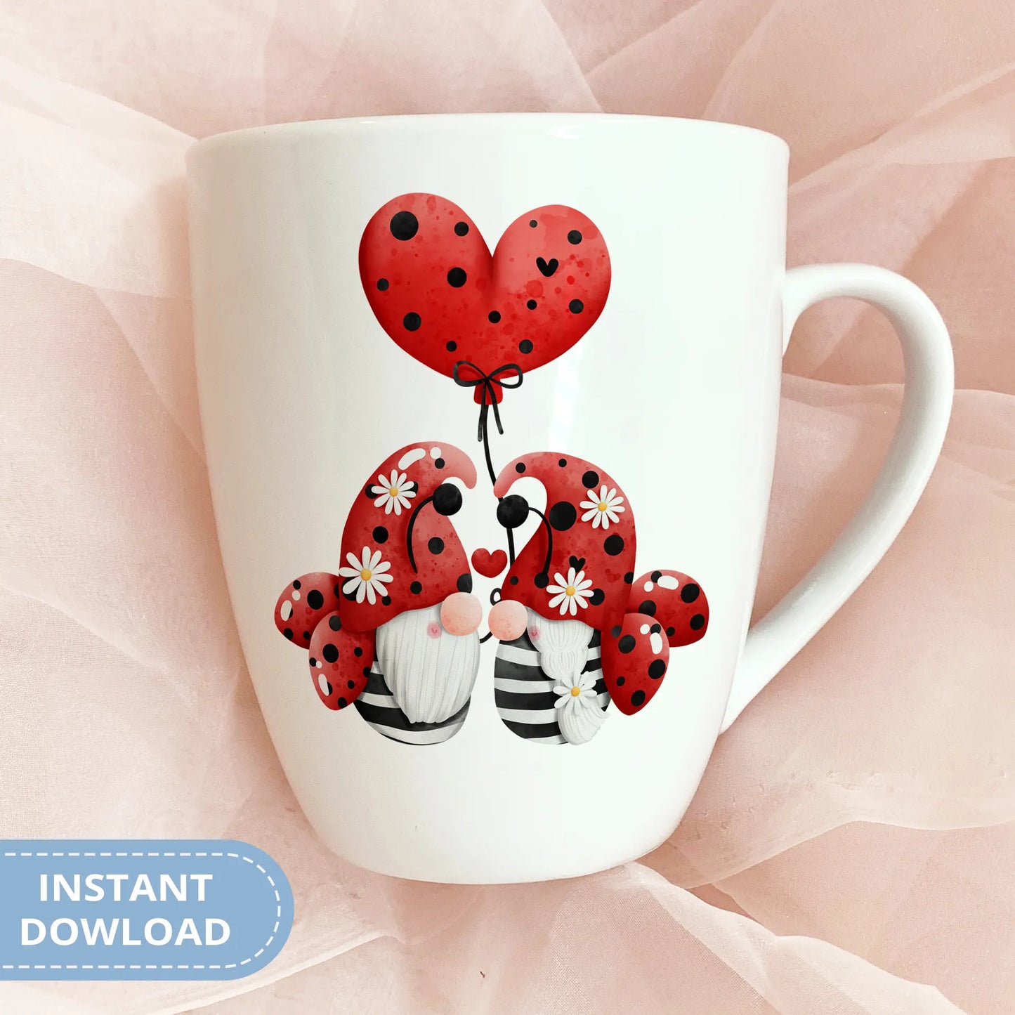 Valentines Printable Digital Download | Lady Bug Gnome Clipart PNG 48
