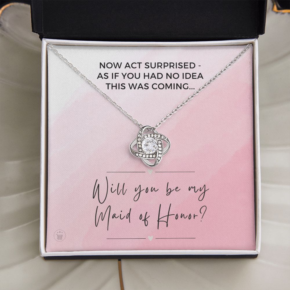 Will You Be My Maid Of Honor White Gold Necklace Gift 0852LT12