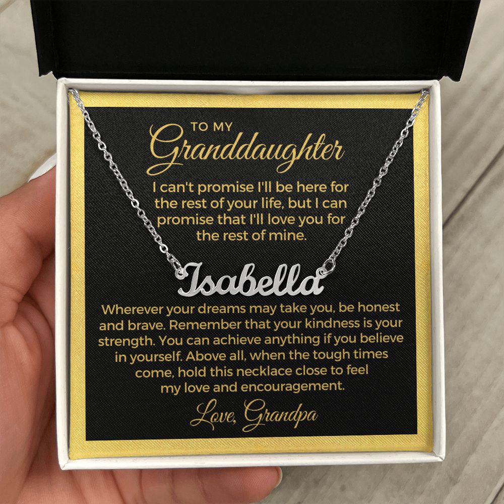 Personalized Granddaughter Gift From Grandpa | My Promise Name Necklace 0690NNT15