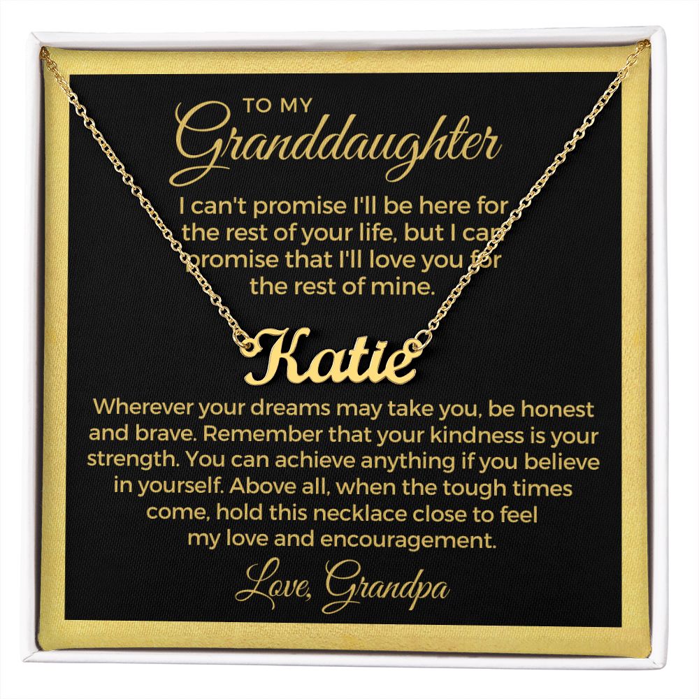 Personalized Granddaughter Gift From Grandpa | My Promise Name Necklace 0690NNT15