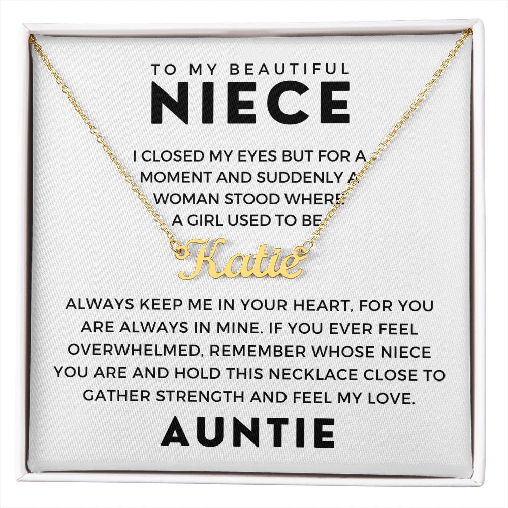 Personalized Niece Gift From Aunt | In My Heart Name Necklace 0631NNT9
