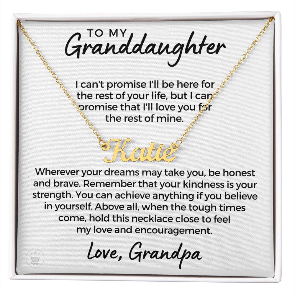 Personalized Granddaughter Gift From Grandpa | My Promise Name Necklace 0690NNT20