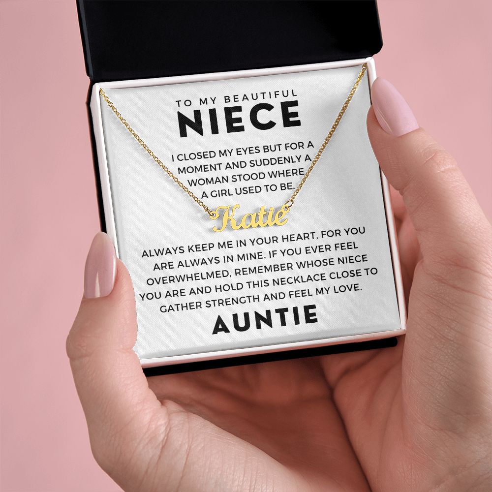 Personalized Niece Gift From Aunt | In My Heart Name Necklace 0631NNT9