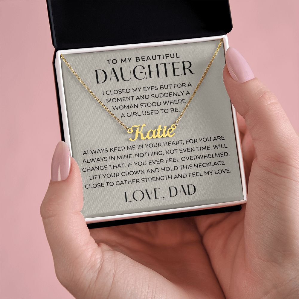 Personalized Daughter Gift From Dad | Keep Me Name Necklace 0727NNT5