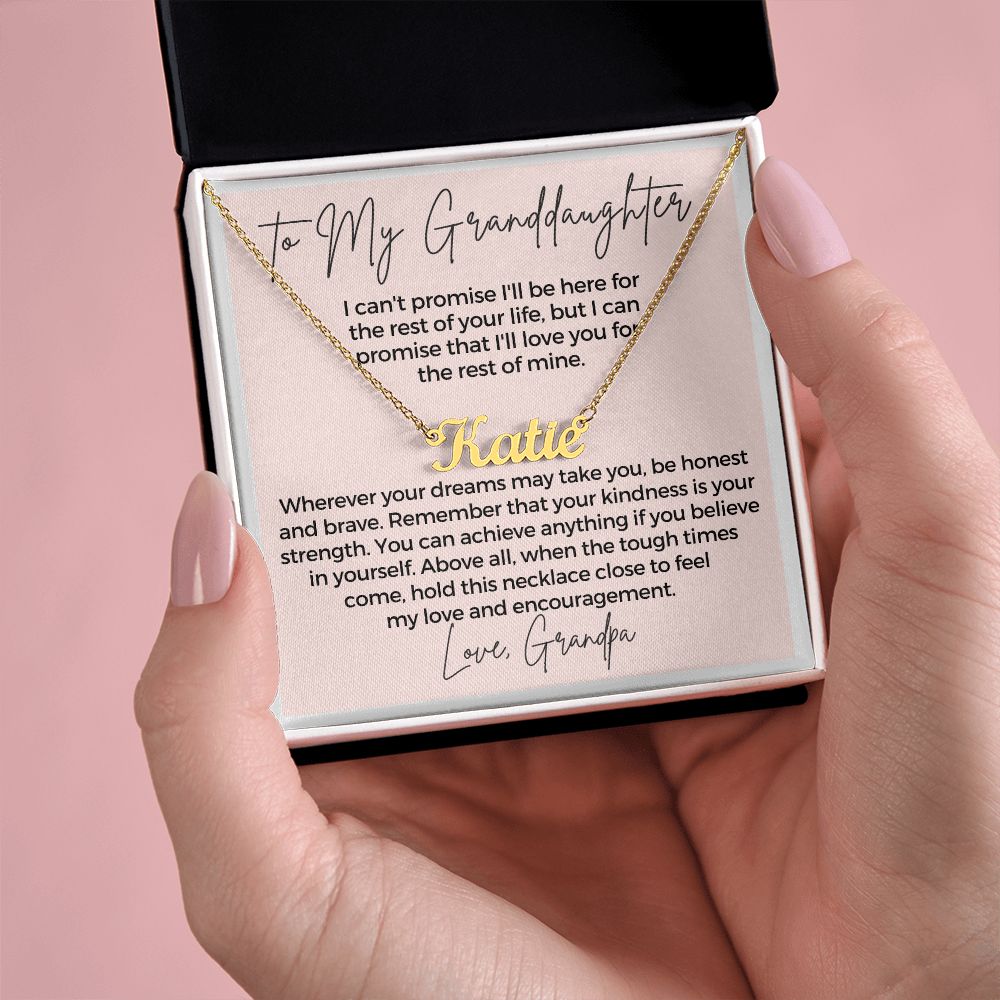 Personalized Granddaughter Gift From Grandpa | My Promise Name Necklace 0690NNT4
