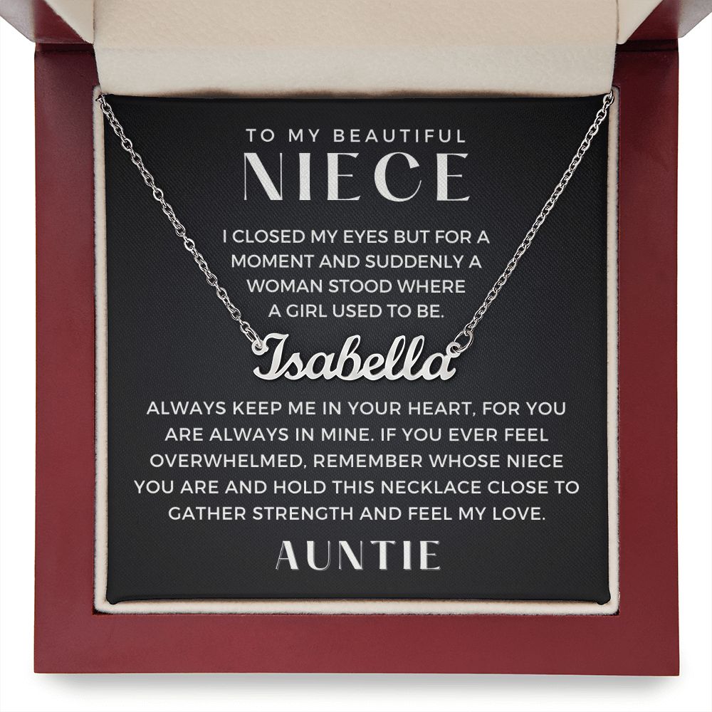 Personalized Niece Gift From Aunt | In My Heart Name Necklace 0631NNT8