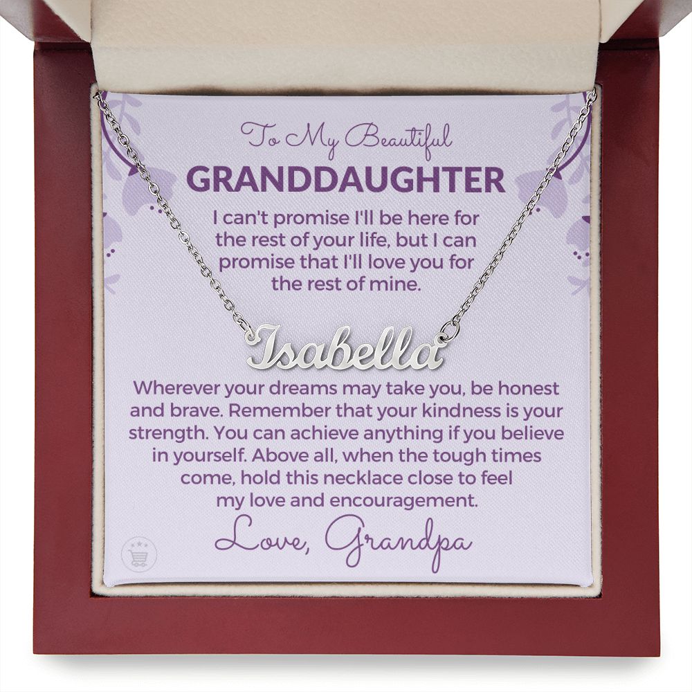 Personalized Granddaughter Gift From Grandpa | My Promise Name Necklace 0690NNT7