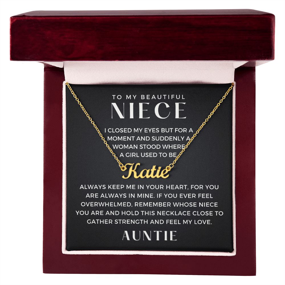 Personalized Niece Gift From Aunt | In My Heart Name Necklace 0631NNT8