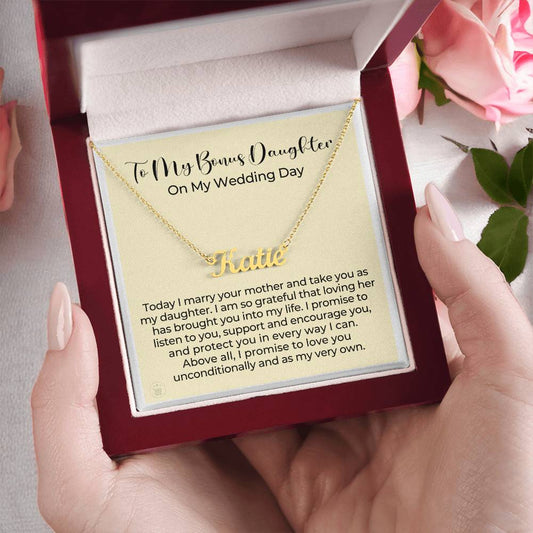 Personalized Stepdaughter Wedding Gift | Promise Name Necklace 0551NNT12