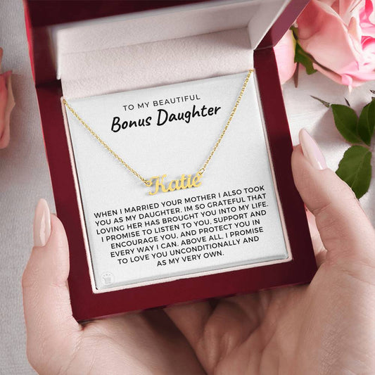 Personalized Stepdaughter Wedding Gift | Promise Name Necklace 0717NNT1