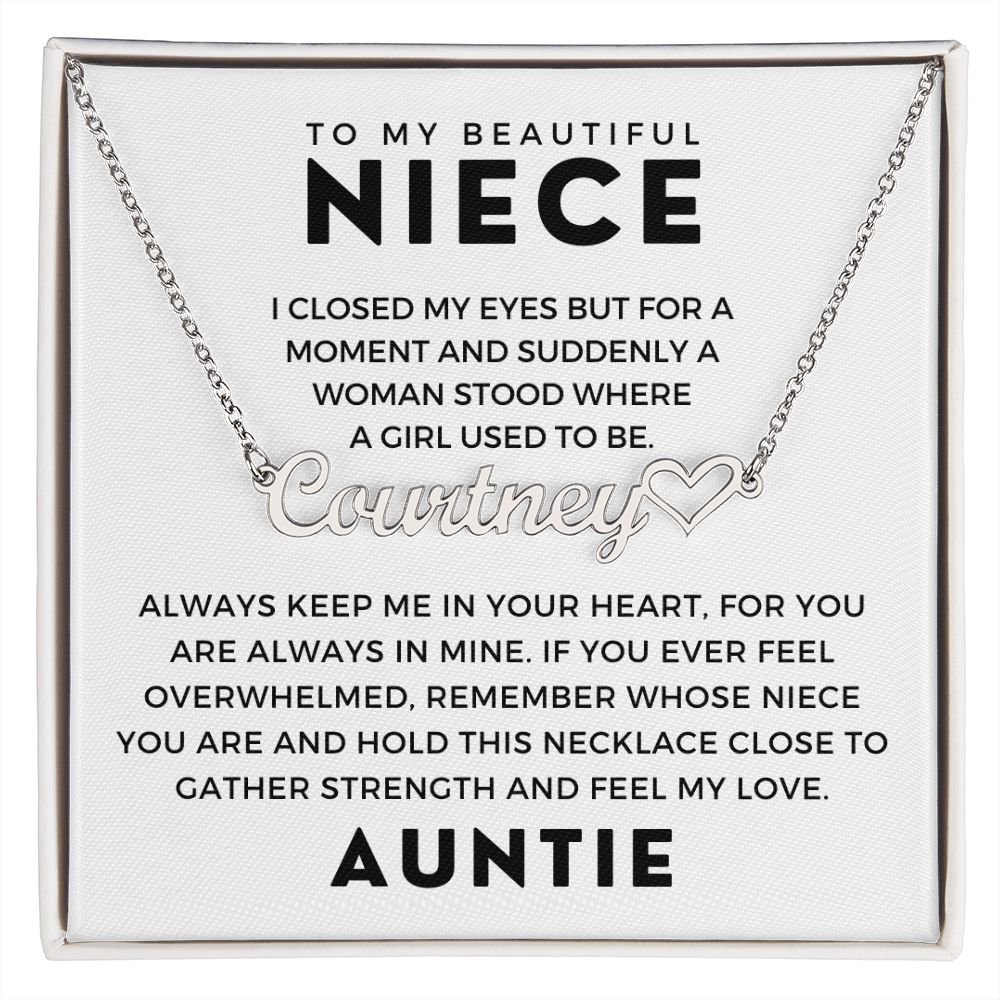 Personalized Niece Gift From Aunt | In My Heart Name Necklace 0631HNNT9