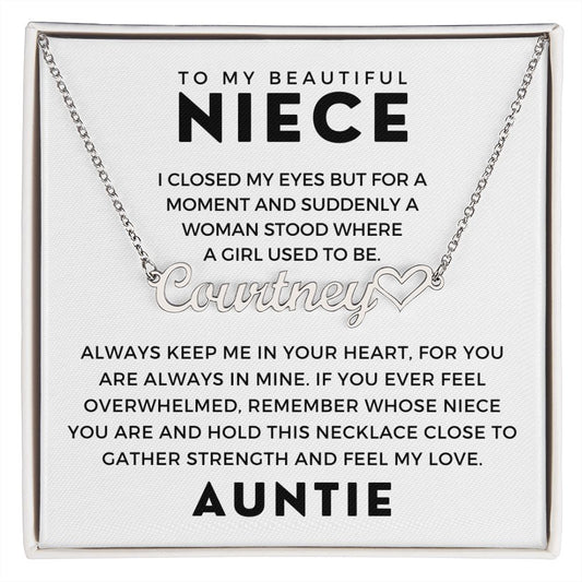 Personalized Niece Gift From Aunt | In My Heart Name Necklace  0631HNNT9