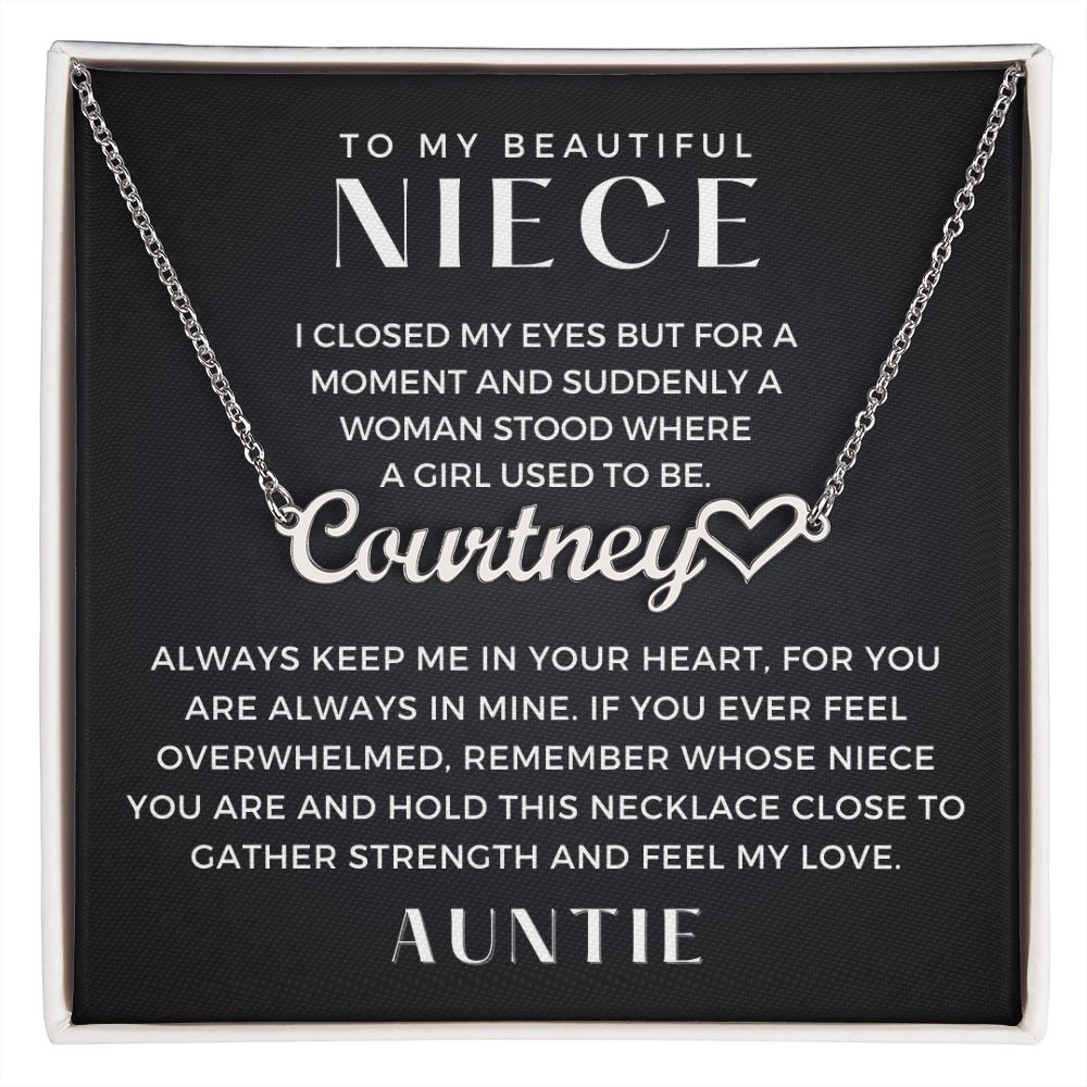 Personalized Niece Gift From Aunt | In My Heart Name Necklace 0631HNNT8