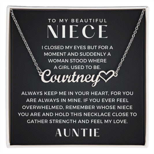 Personalized Niece Gift From Aunt | In My Heart Name Necklace  0631HNNT8