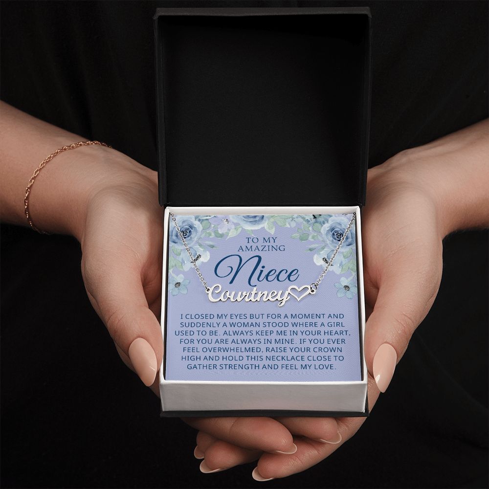 Personalized Niece Gift From Aunt | In My Heart Name Necklace 0632HNNT13