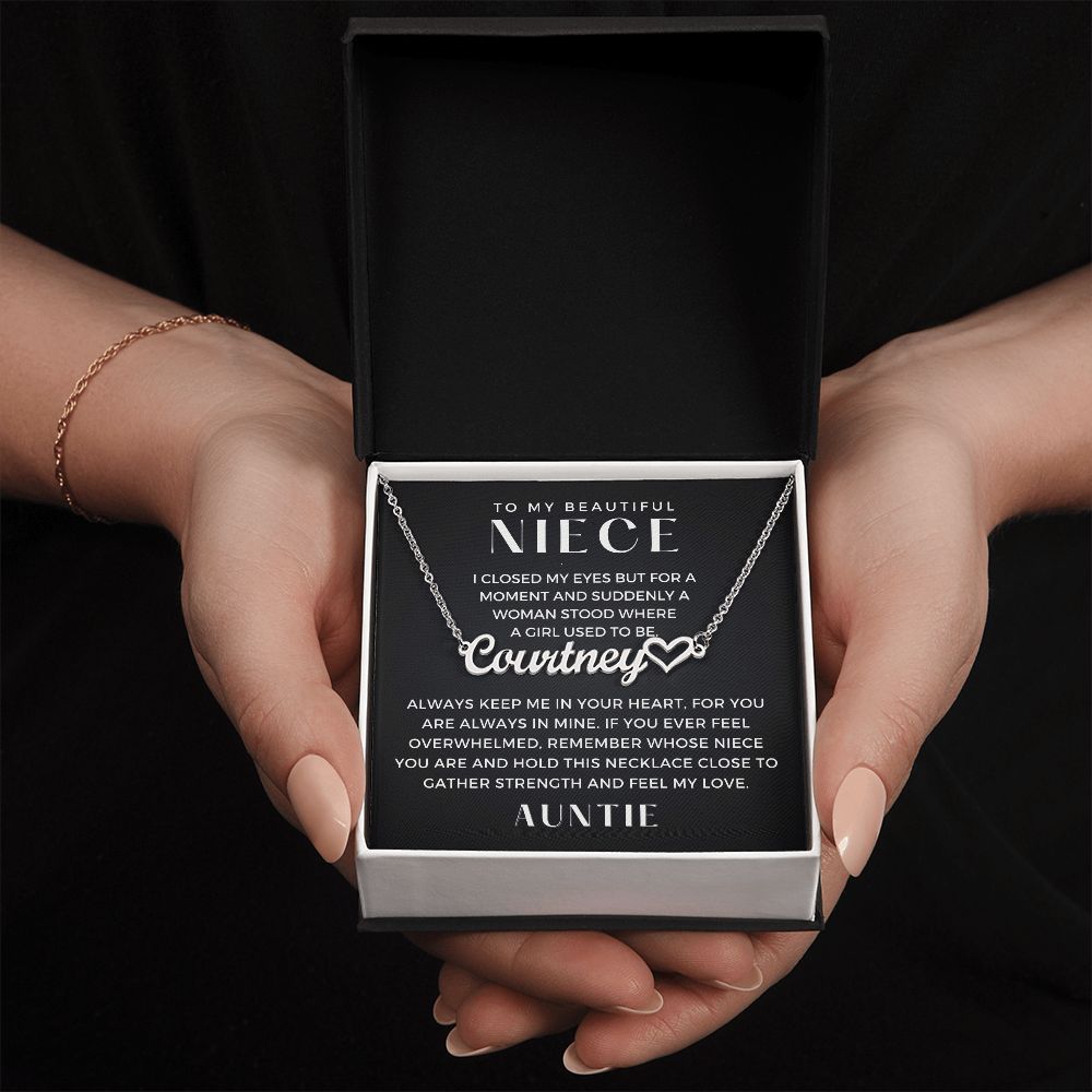 Personalized Niece Gift From Aunt | In My Heart Name Necklace 0631HNNT8