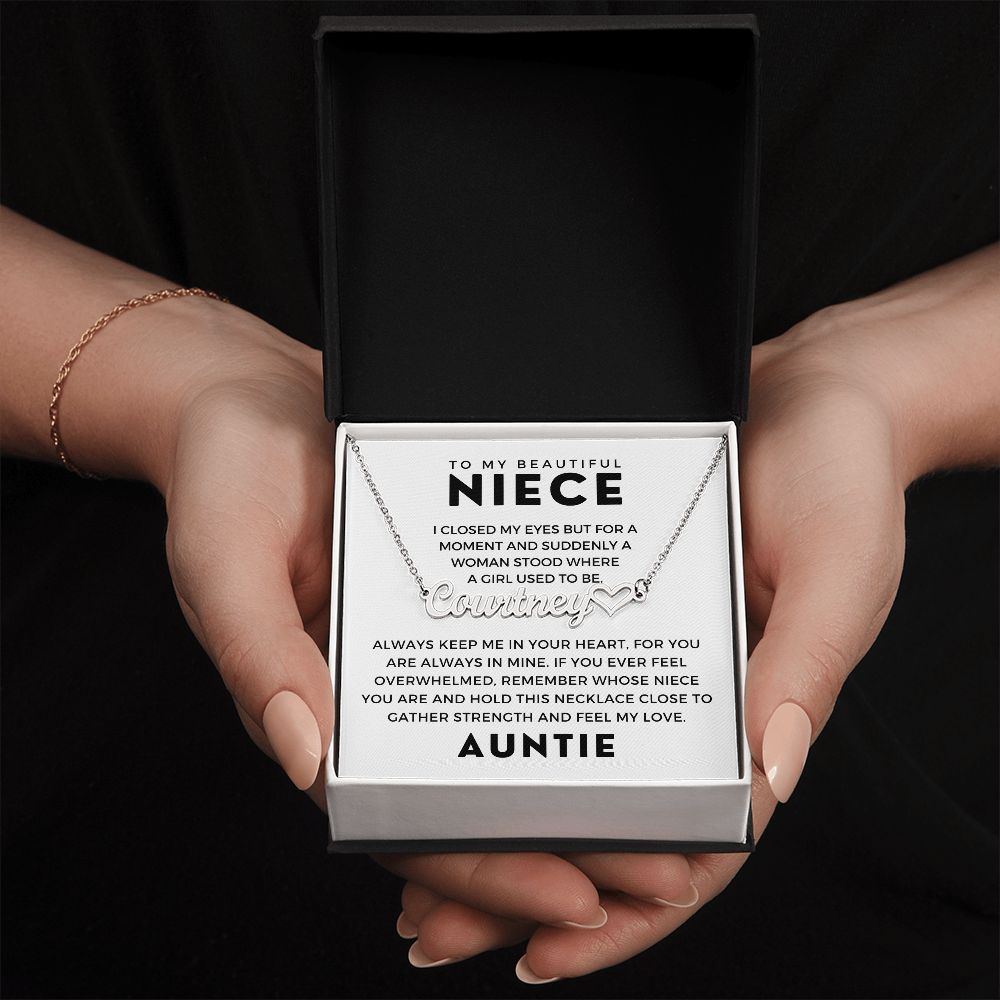 Personalized Niece Gift From Aunt | In My Heart Name Necklace 0631HNNT9