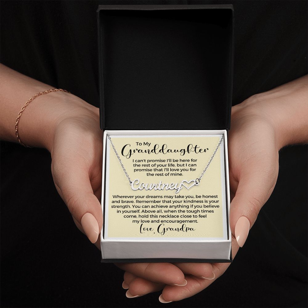 Personalized Granddaughter Gift From Grandpa | My Promise Name Necklace 0690HNNT6