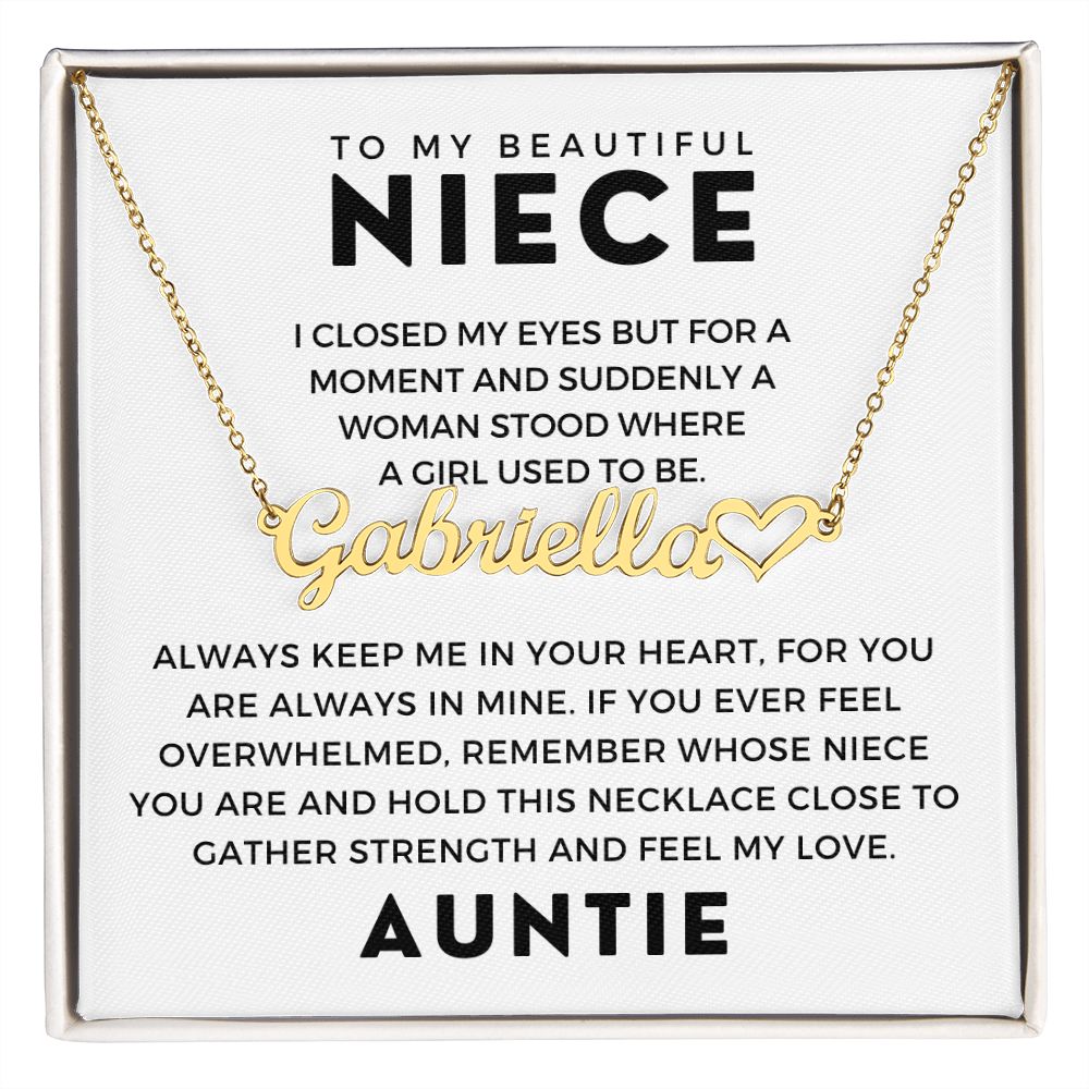 Personalized Niece Gift From Aunt | In My Heart Name Necklace 0631HNNT9