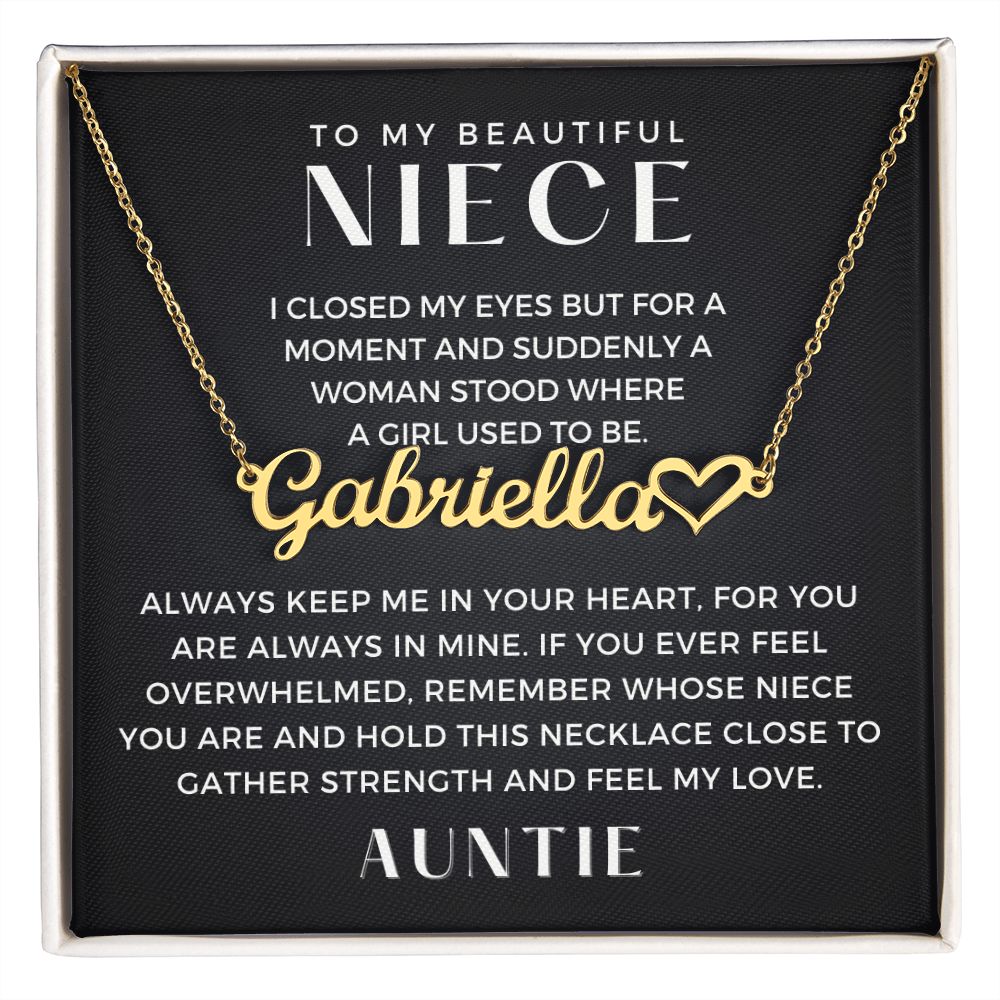 Personalized Niece Gift From Aunt | In My Heart Name Necklace 0631HNNT8