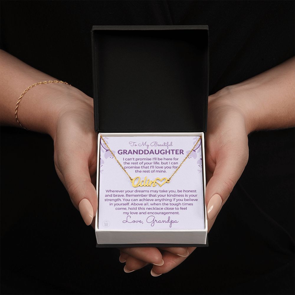 Personalized Granddaughter Gift From Grandpa | My Promise Name Necklace 0690HNNT7