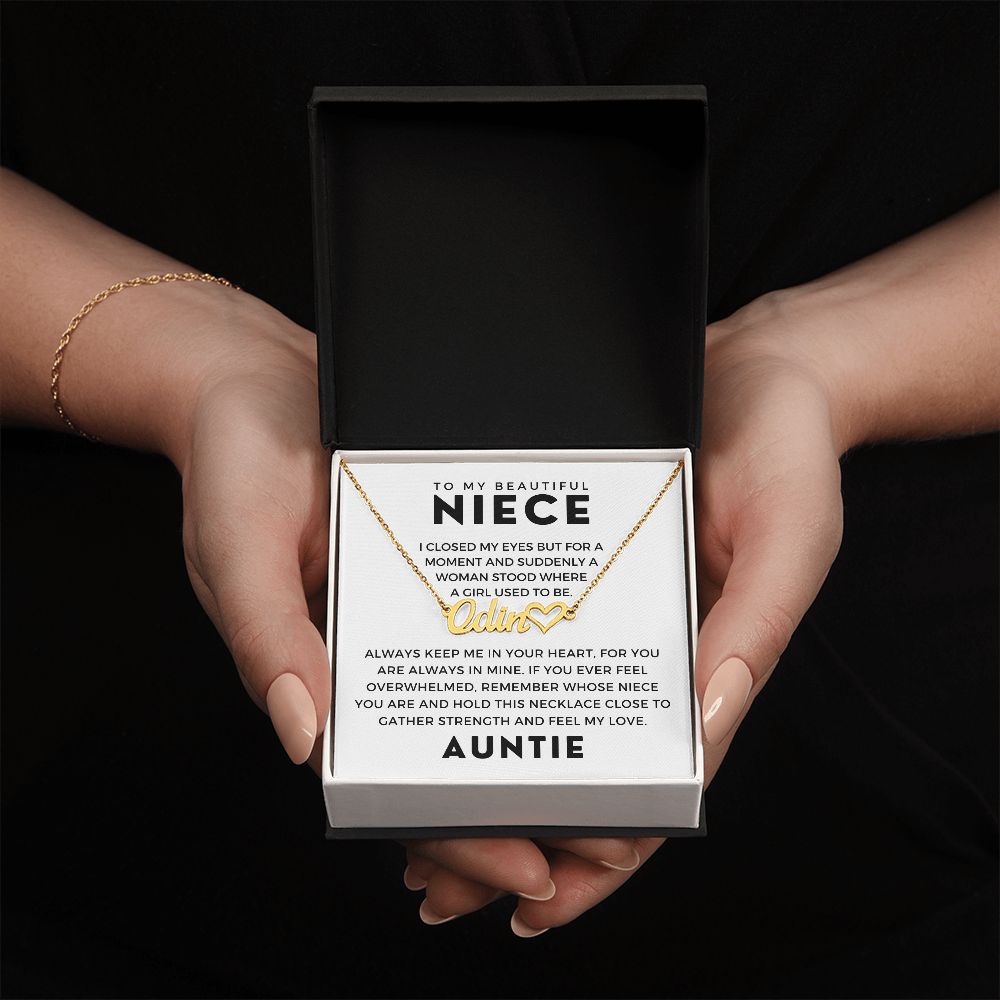 Personalized Niece Gift From Aunt | In My Heart Name Necklace 0631HNNT9