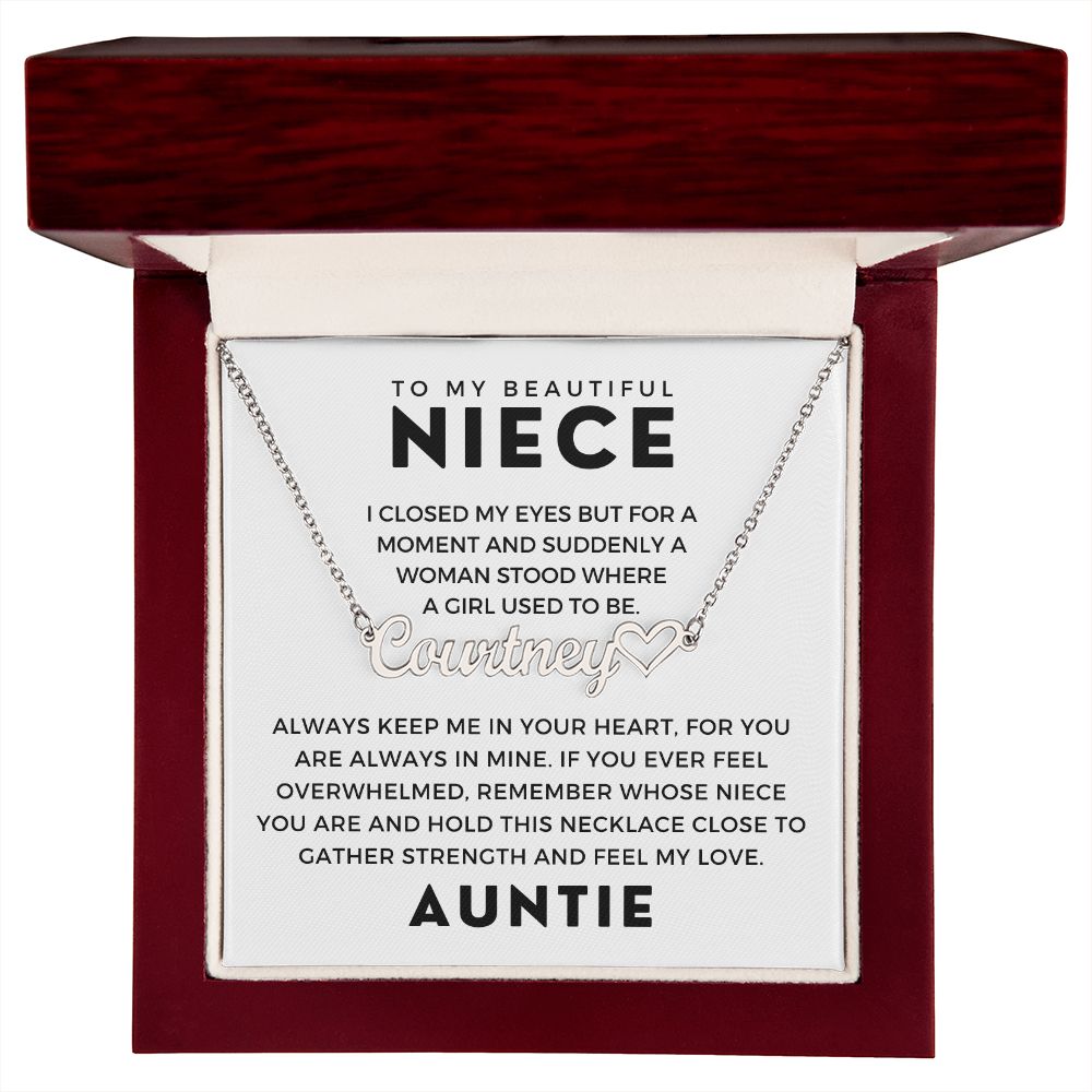 Personalized Niece Gift From Aunt | In My Heart Name Necklace 0631HNNT9