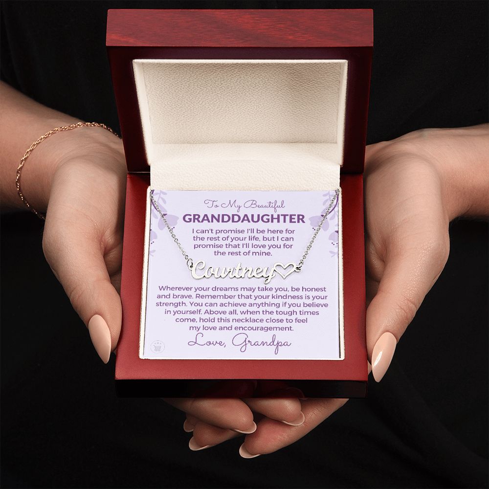 Personalized Granddaughter Gift From Grandpa | My Promise Name Necklace 0690HNNT7