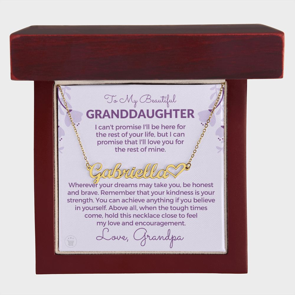 Personalized Granddaughter Gift From Grandpa | My Promise Name Necklace 0690HNNT7