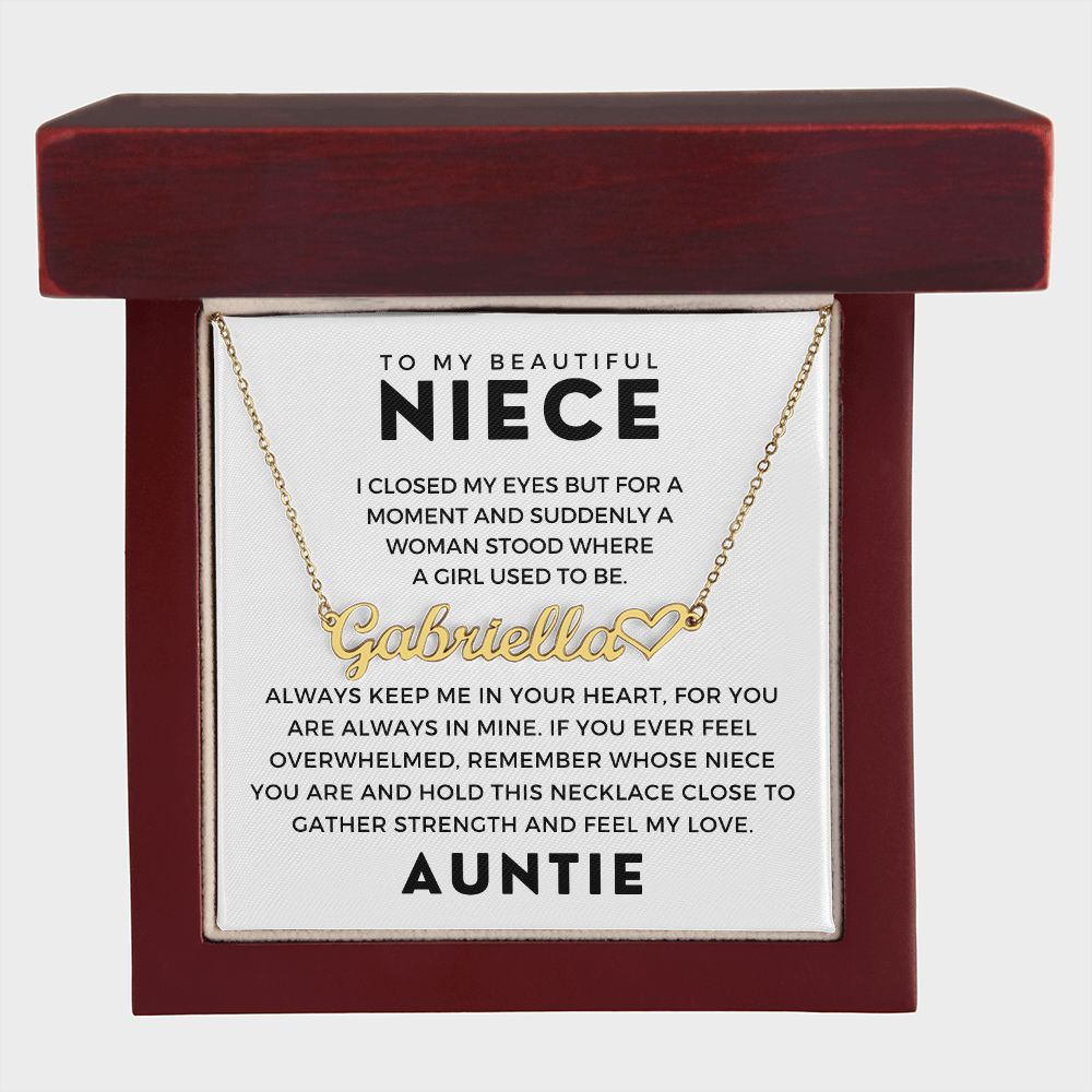 Personalized Niece Gift From Aunt | In My Heart Name Necklace 0631HNNT9