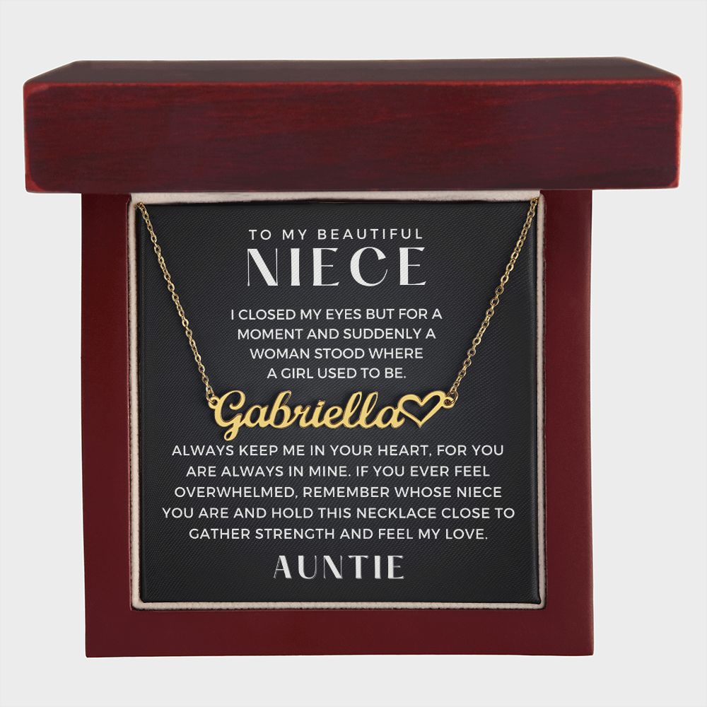 Personalized Niece Gift From Aunt | In My Heart Name Necklace 0631HNNT8