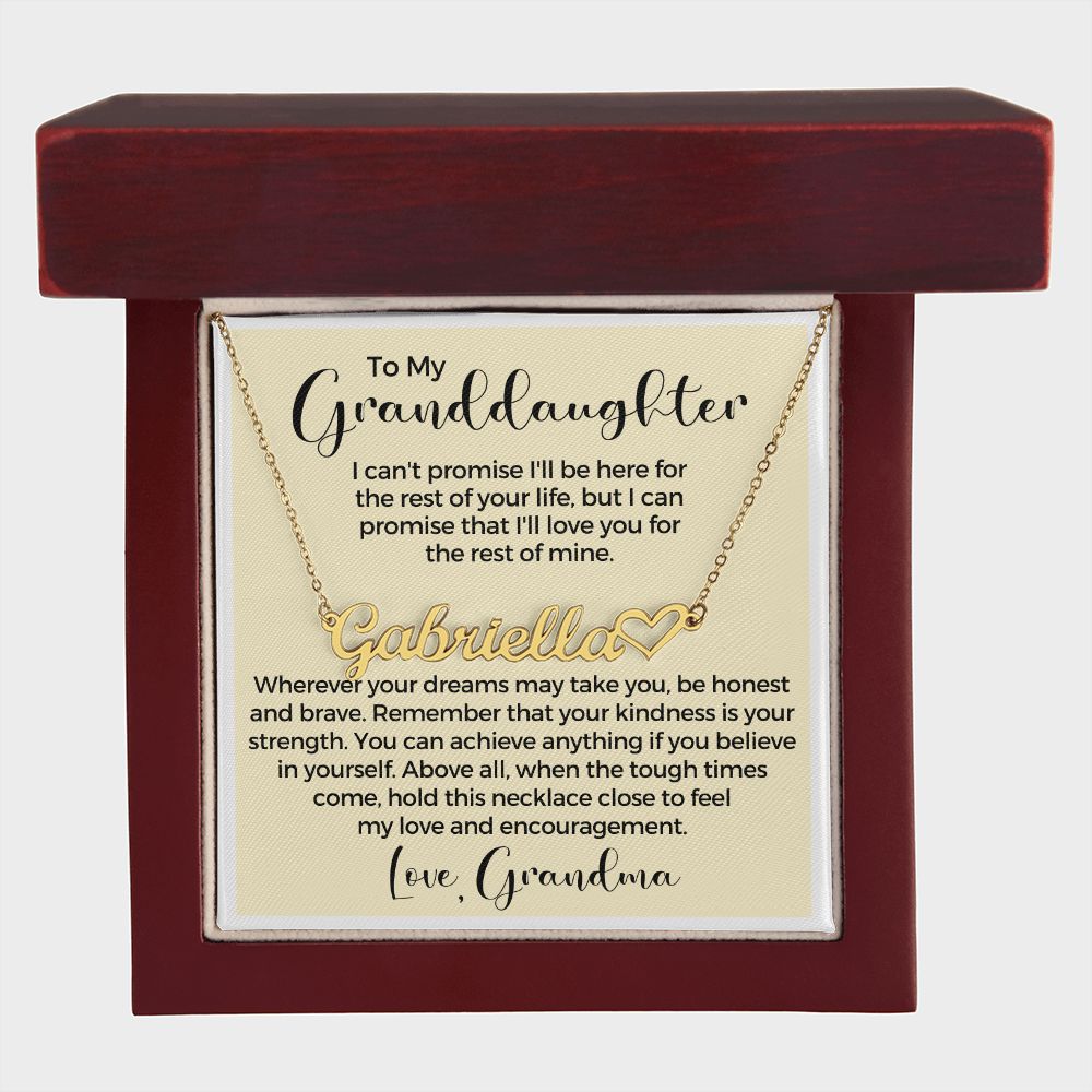 Personalized Granddaughter Gift From Grandma | My Promise Name Necklace 0546HNNT16