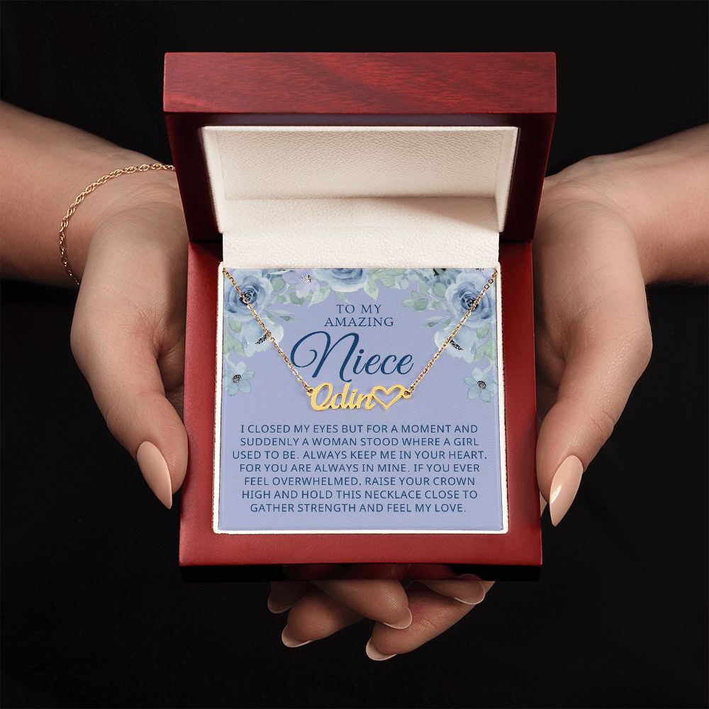 Personalized Niece Gift From Aunt | In My Heart Name Necklace 0632HNNT13