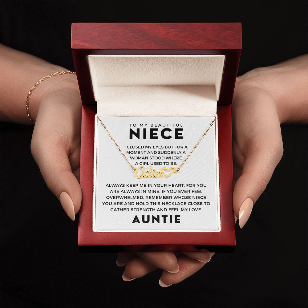 Personalized Niece Gift From Aunt | In My Heart Name Necklace 0631HNNT9