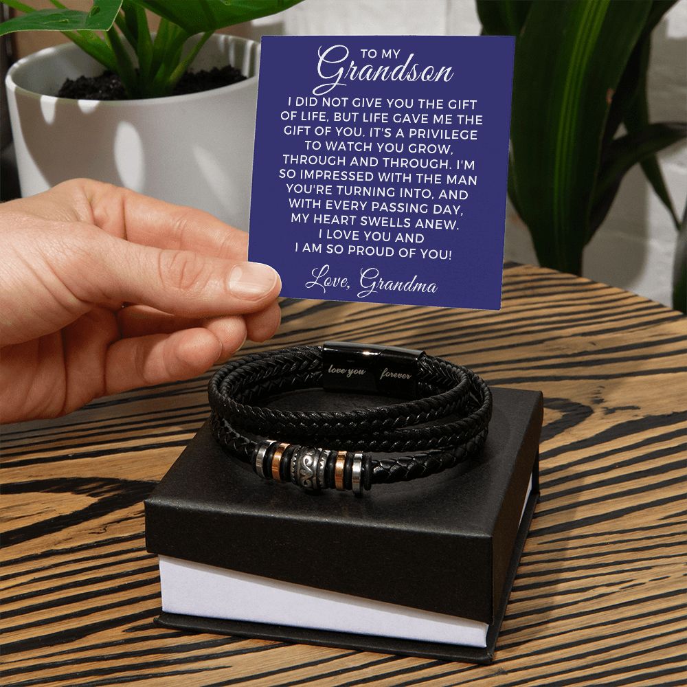 Gift For Grandson From Grandma | The Gift Leather Bracelet 0863BT3