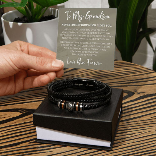 Gift For Grandson From Grandma | Forever Leather Bracelet 0866BT5