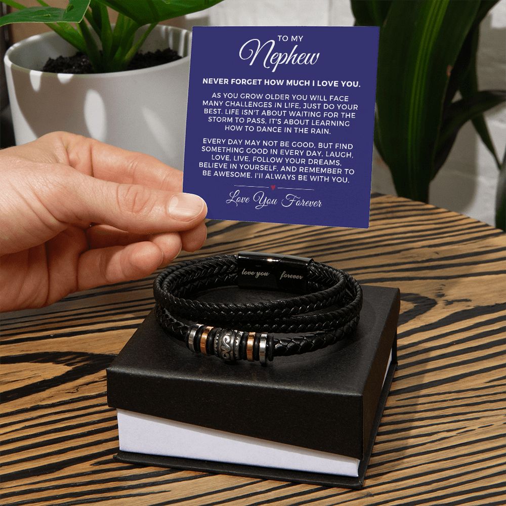 Gift For Nephew From Aunt | Forever Leather Bracelet 0867BT3
