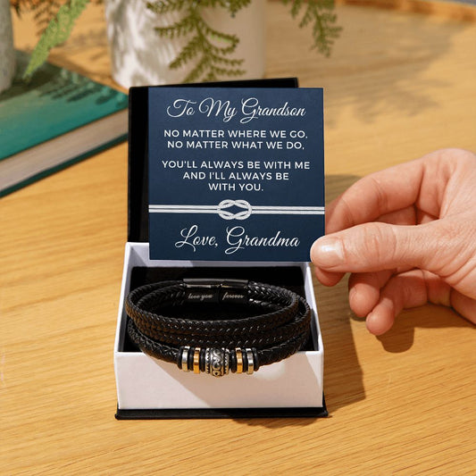 Gift For Grandson From Grandma | Always Leather Bracelet 0869BT3