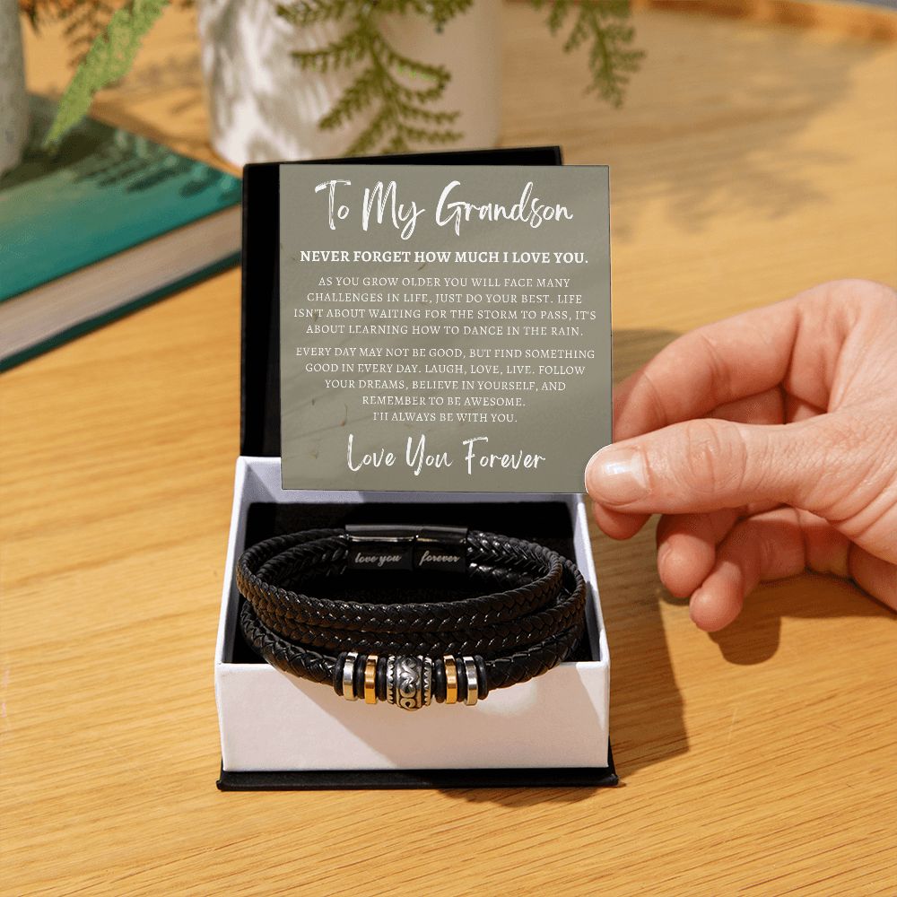 Gift For Grandson From Grandma | Forever Leather Bracelet 0866BT5