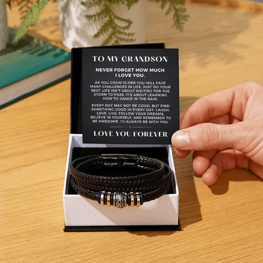 Gift For Grandson From Grandma | Forever Leather Bracelet 0866BT2