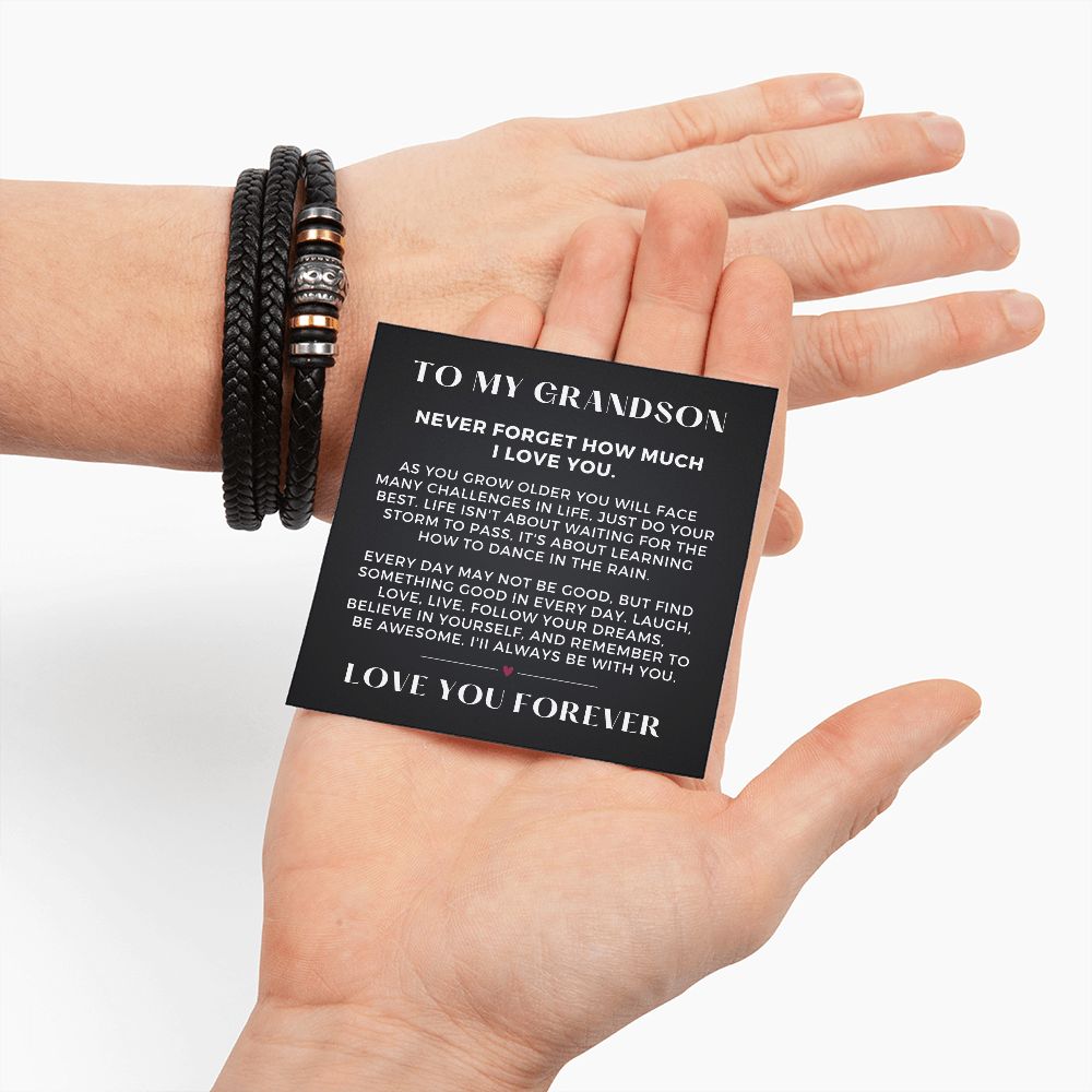 Gift For Grandson From Grandma | Forever Leather Bracelet 0866BT2