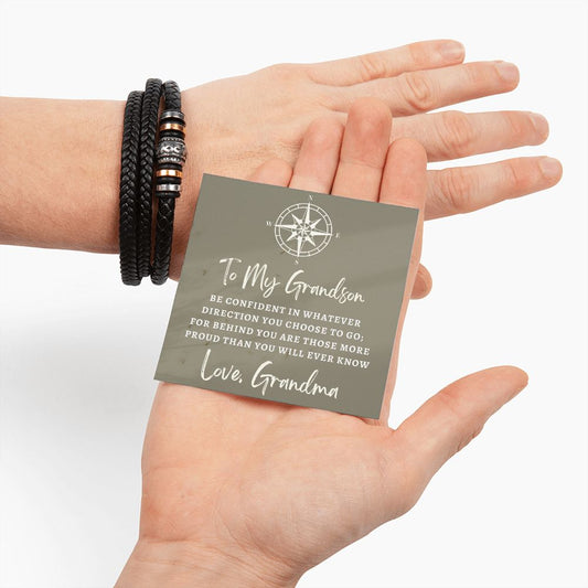 Gift For Grandson From Grandma | Proud Leather Bracelet 0857BT5
