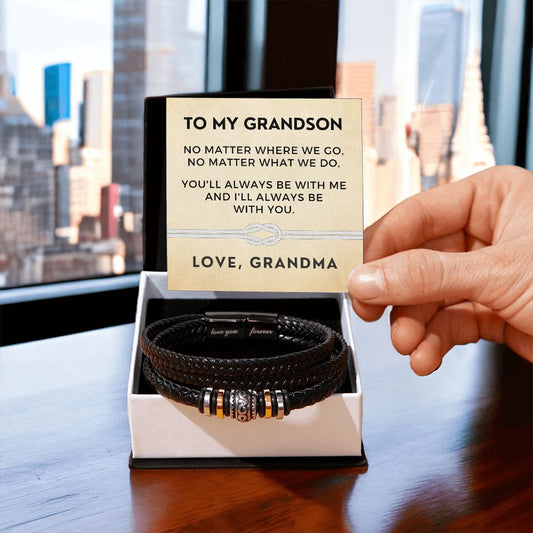 Gift For Grandson From Grandma | Always Leather Bracelet 0869BT1