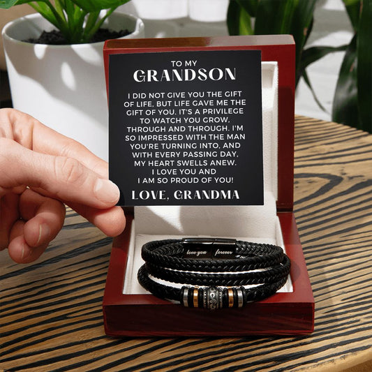 Gift For Grandson From Grandma | The Gift Leather Bracelet 0863BT2