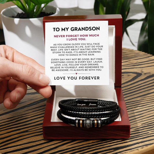 Gift For Grandson From Grandma | Forever Leather Bracelet 0866BT1